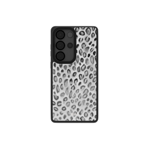 Classic Samsung Galaxy phone case in black and white leopard print design with TPU material