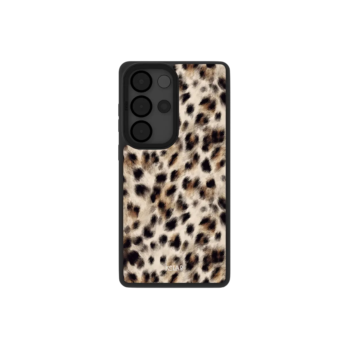 Classic Samsung Galaxy phone case in a leopard print design with a sleek black border