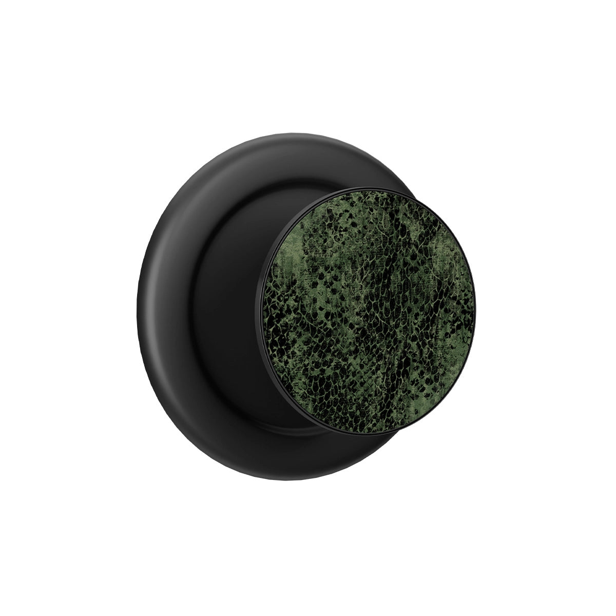 Black and olive snakeskin MagSafe phone grip with built-in strong magnets and pop grip design.