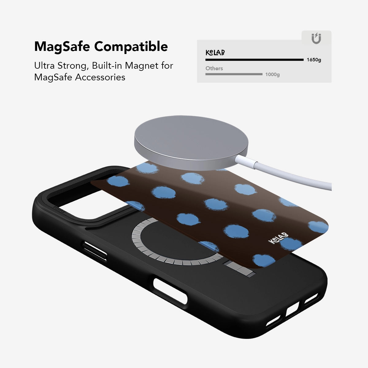 MagSafe compatible Brown Blue Polka Dot Phone Case