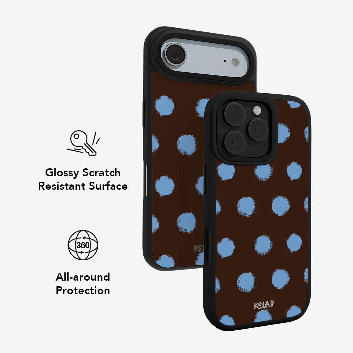 Glossy Scratch Resistant Brown Blue Polka Dot Phone Case