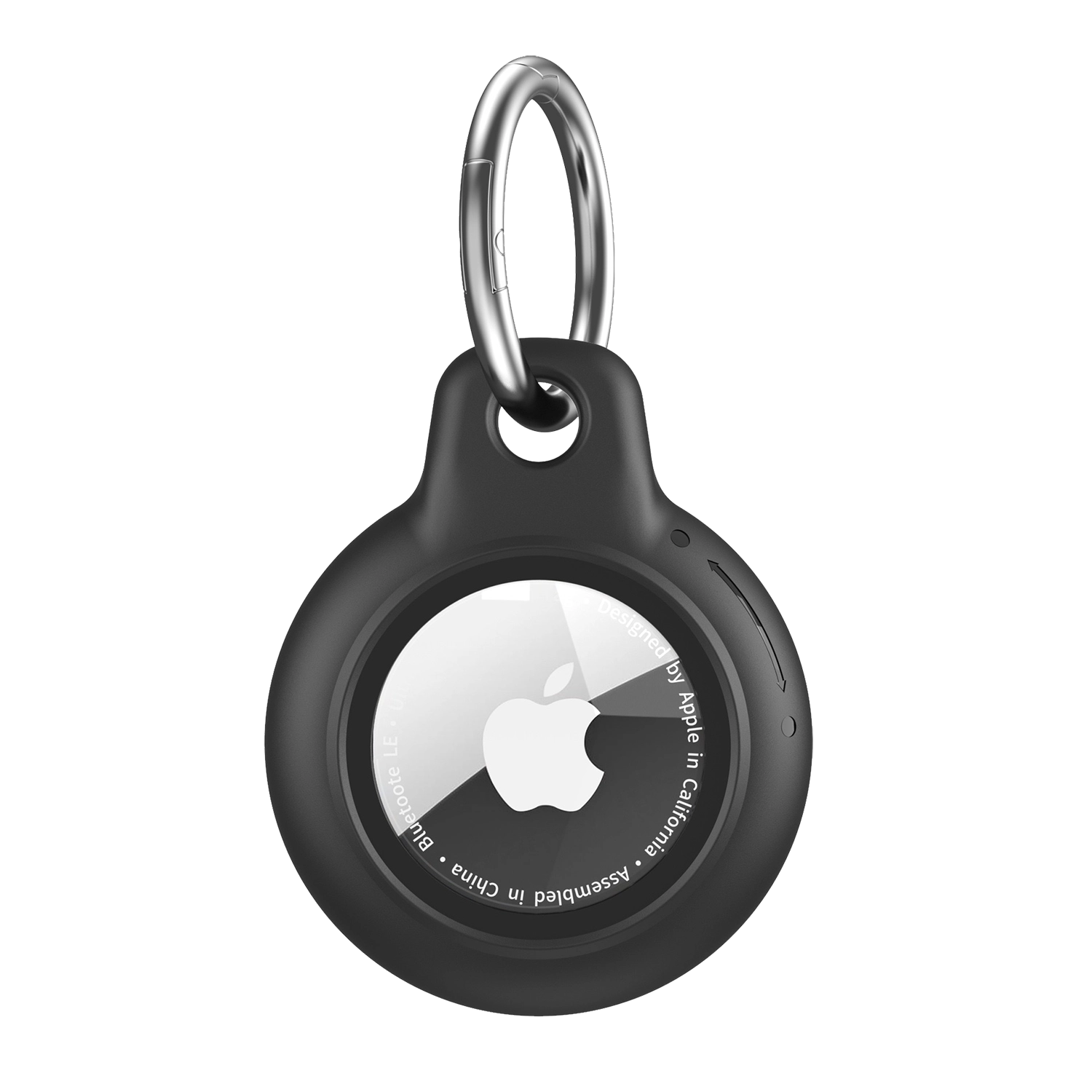 Black AirTag Case - Waterproof Secure Holder with Key Ring for GPS tracking. Durable silicone cover for keys, bags, and valuables.