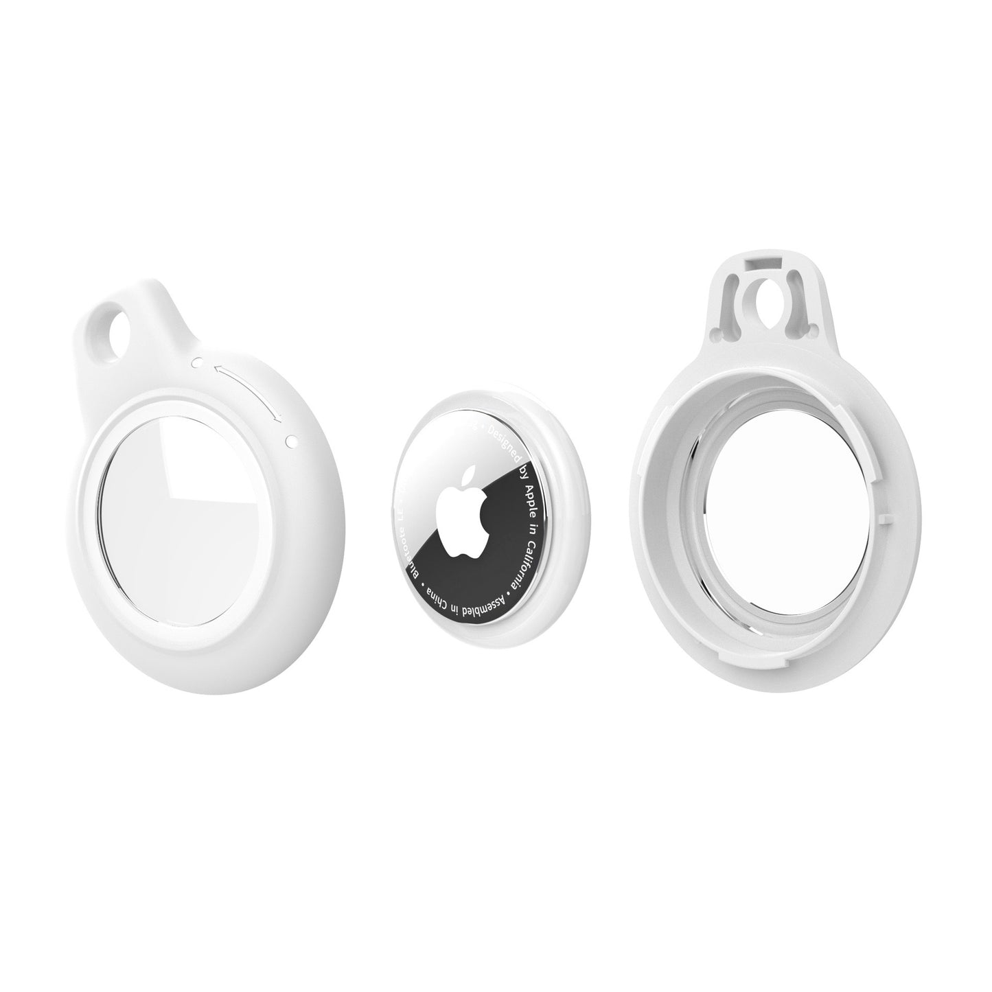 Light Pink AirTag Case - Waterproof Secure Holder with Key Ring. Feminine GPS case for stylish and secure tracking.