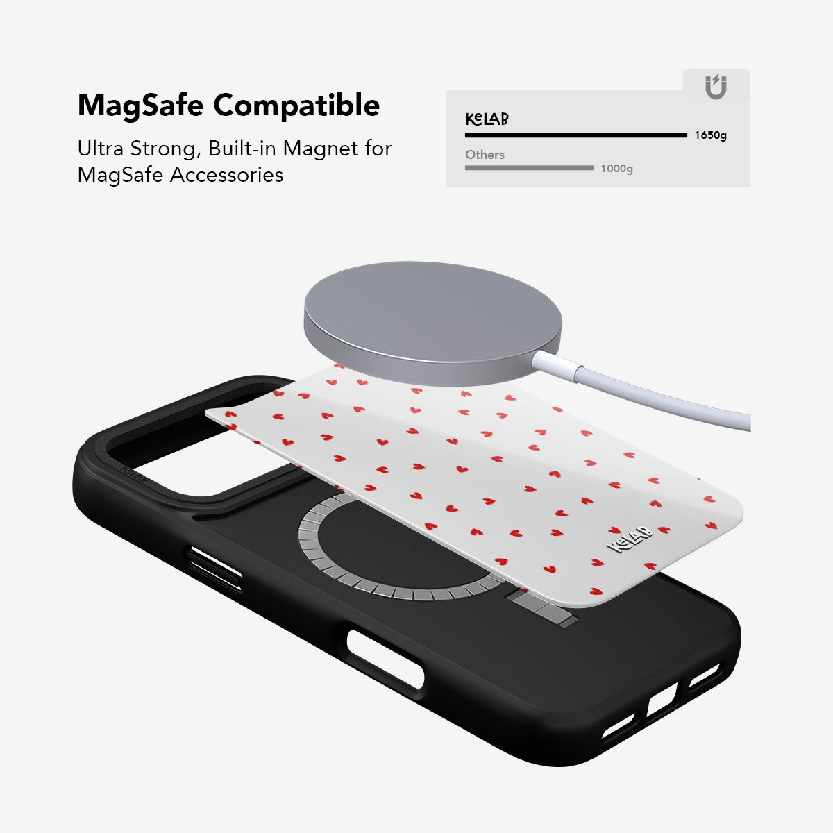 MagSafe compatible minimalist red heart phone case
