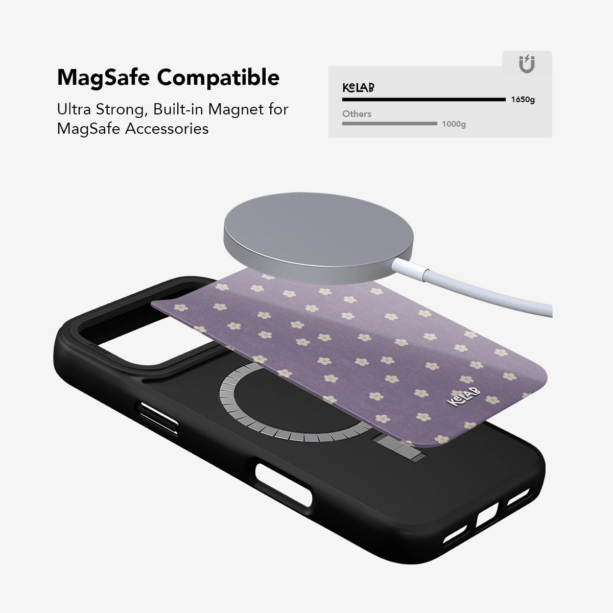 MagSafe compatible violet flora phone case with magnet
