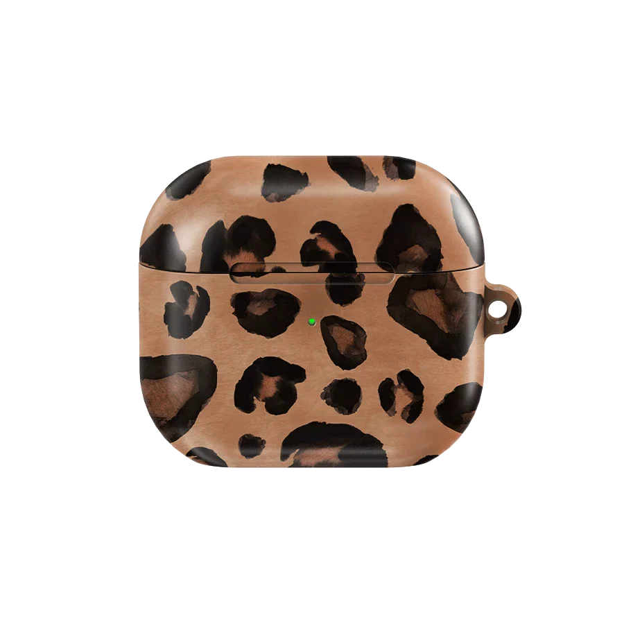 Into the Wild AirPods Case with watercolor cheetah print design