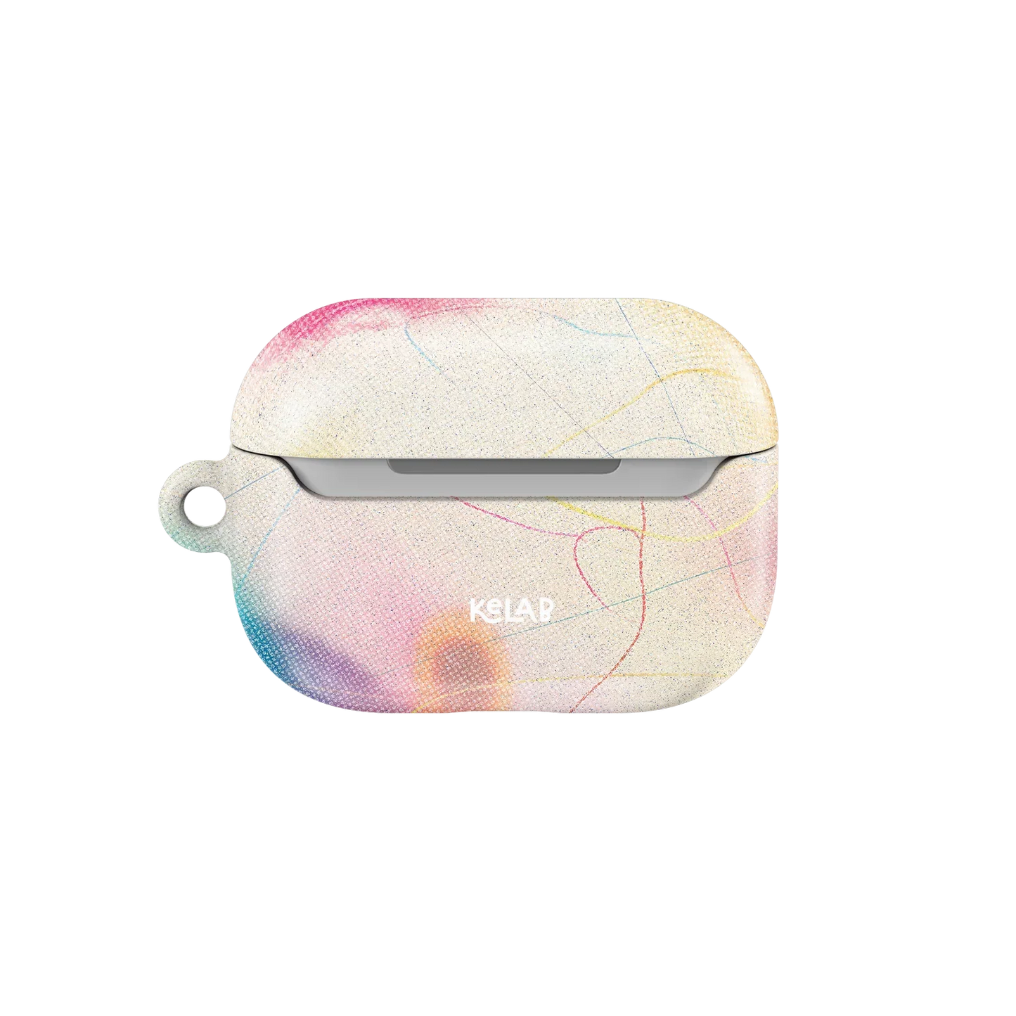 KELAB Blurry Daydream AirPods Case in purple gradient with logo on back, offering durable and stylish protection for AirPods 1 to Pro.