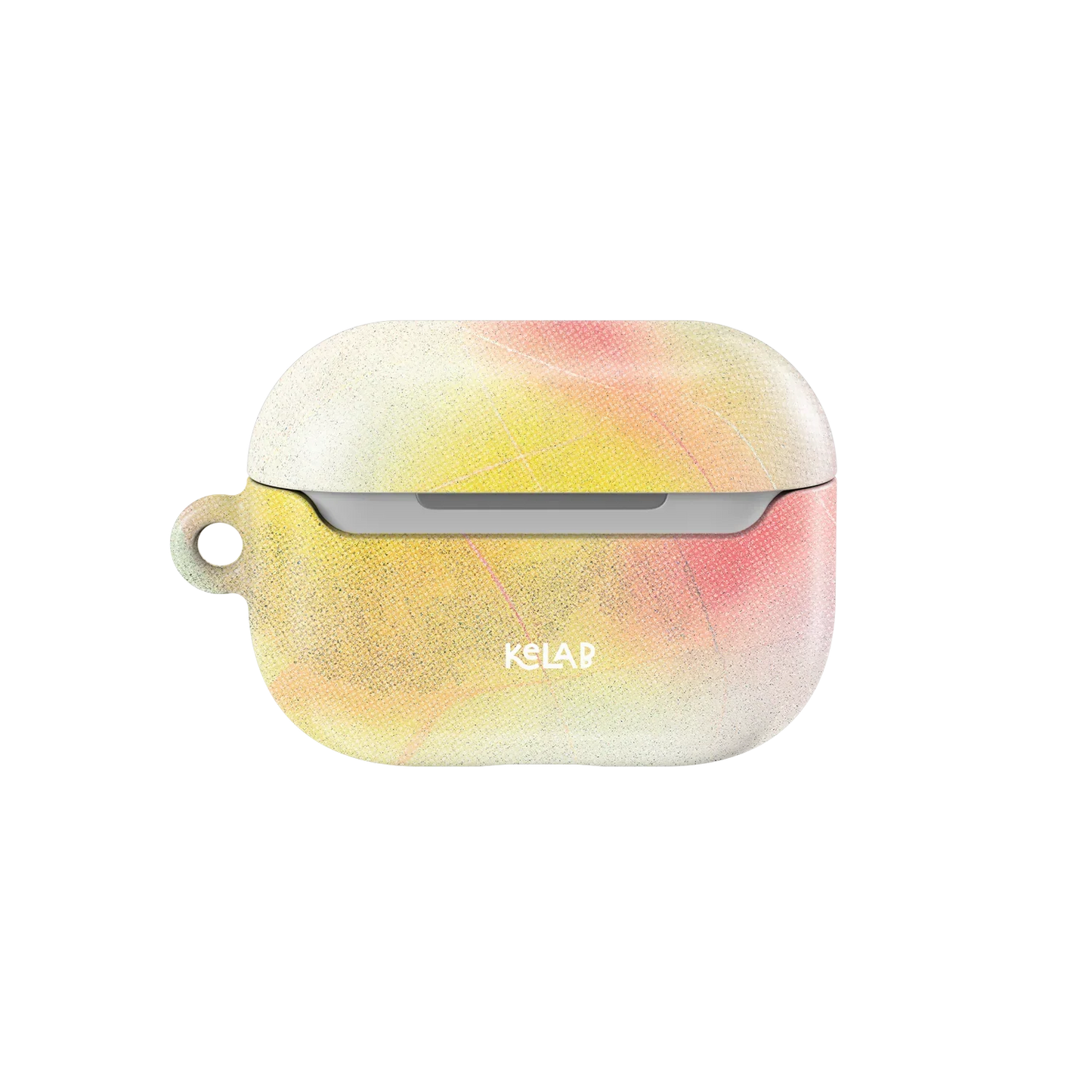 Back view of Cute AirPods Case in Pink Purple gradient with KE LAB branding. Stylish and secure fit for all AirPods generations.