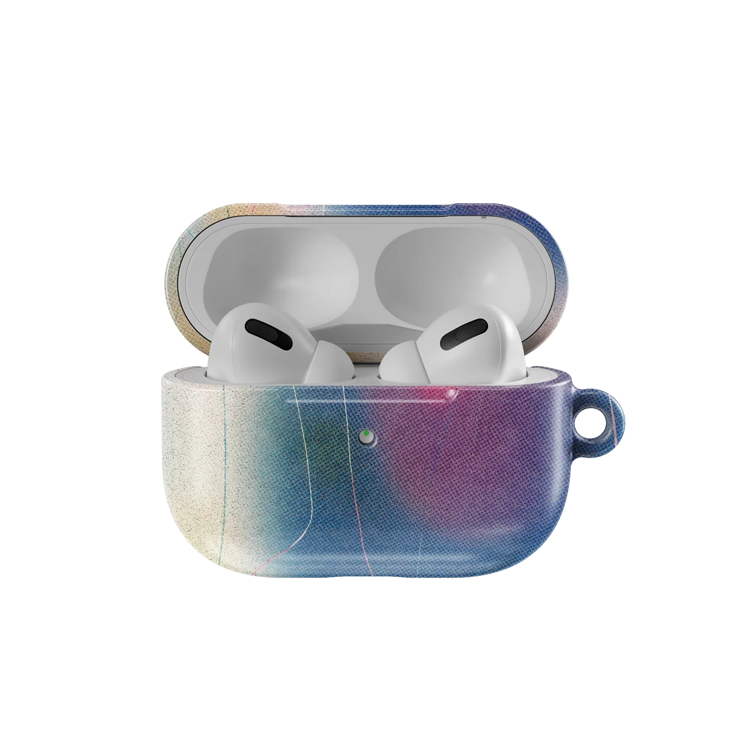 Open Serinity Endorphins Series AirPods Case in Blue Gradient by KELAB, showcasing AirPods Pro inside a stylish and protective shell.