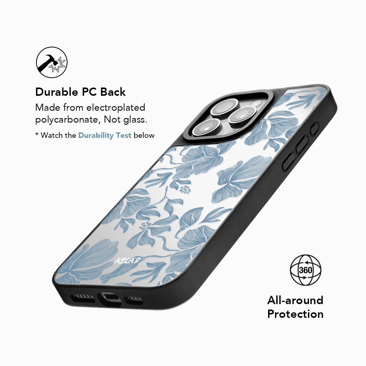 Frosted Floral | Whimsical Outline Flower Design iPhone Case with Reflective Back