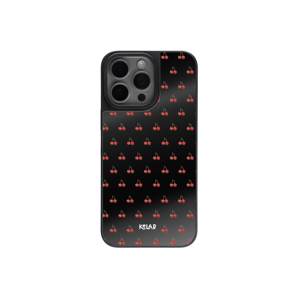 Ruby Bites | Cherry Pattern iPhone Case with Reflective Back