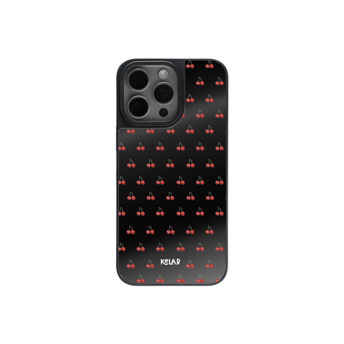 Ruby Bites | Cherry Pattern iPhone Case with Reflective Back