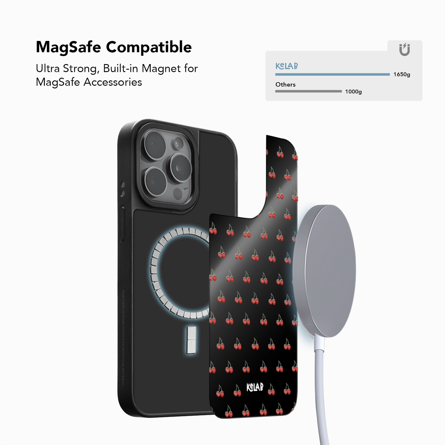 Ruby Bites | Cherry Pattern iPhone Case with Reflective Back