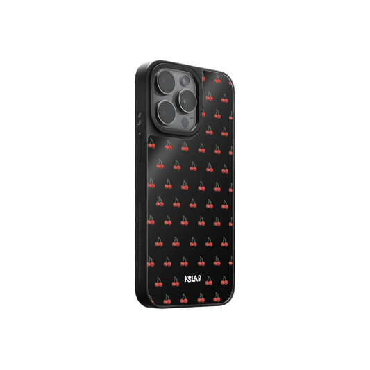 Ruby Bites | Cherry Pattern iPhone Case with Reflective Back