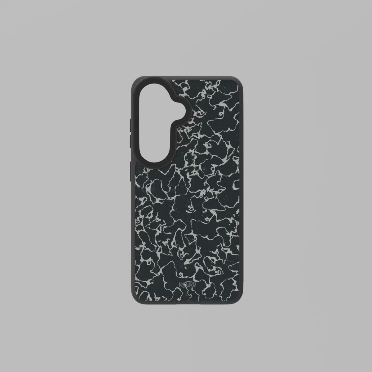 360-degree rotating view of an iPhone 17 Pro Max wearing a Kelab protective phone case.