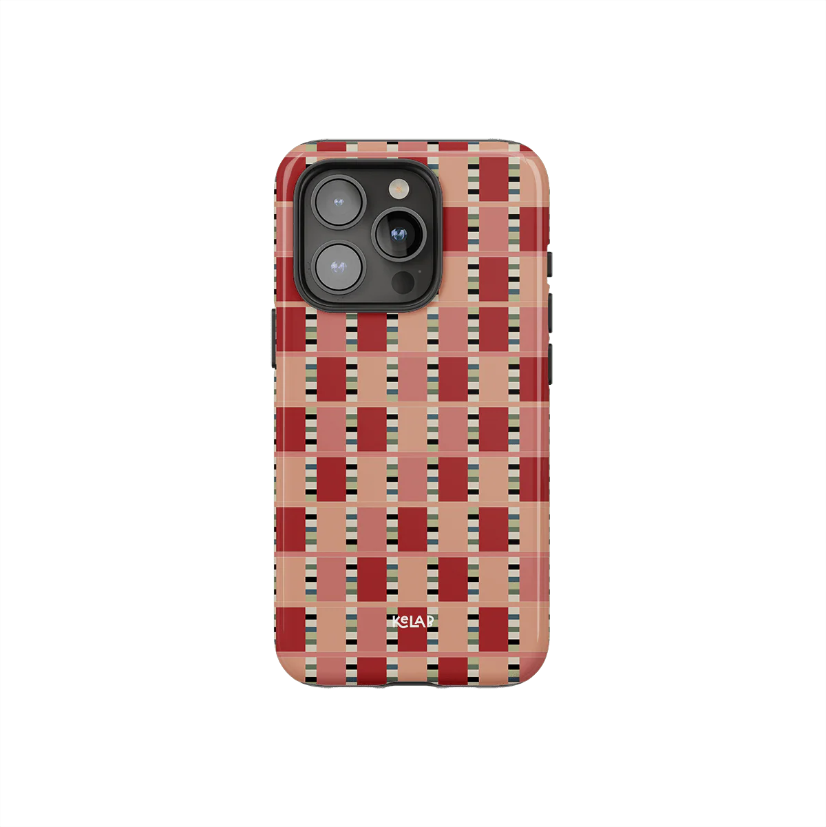 Rosewood Grid | Modern Red & Pink Plaid Phone Case - KELAB