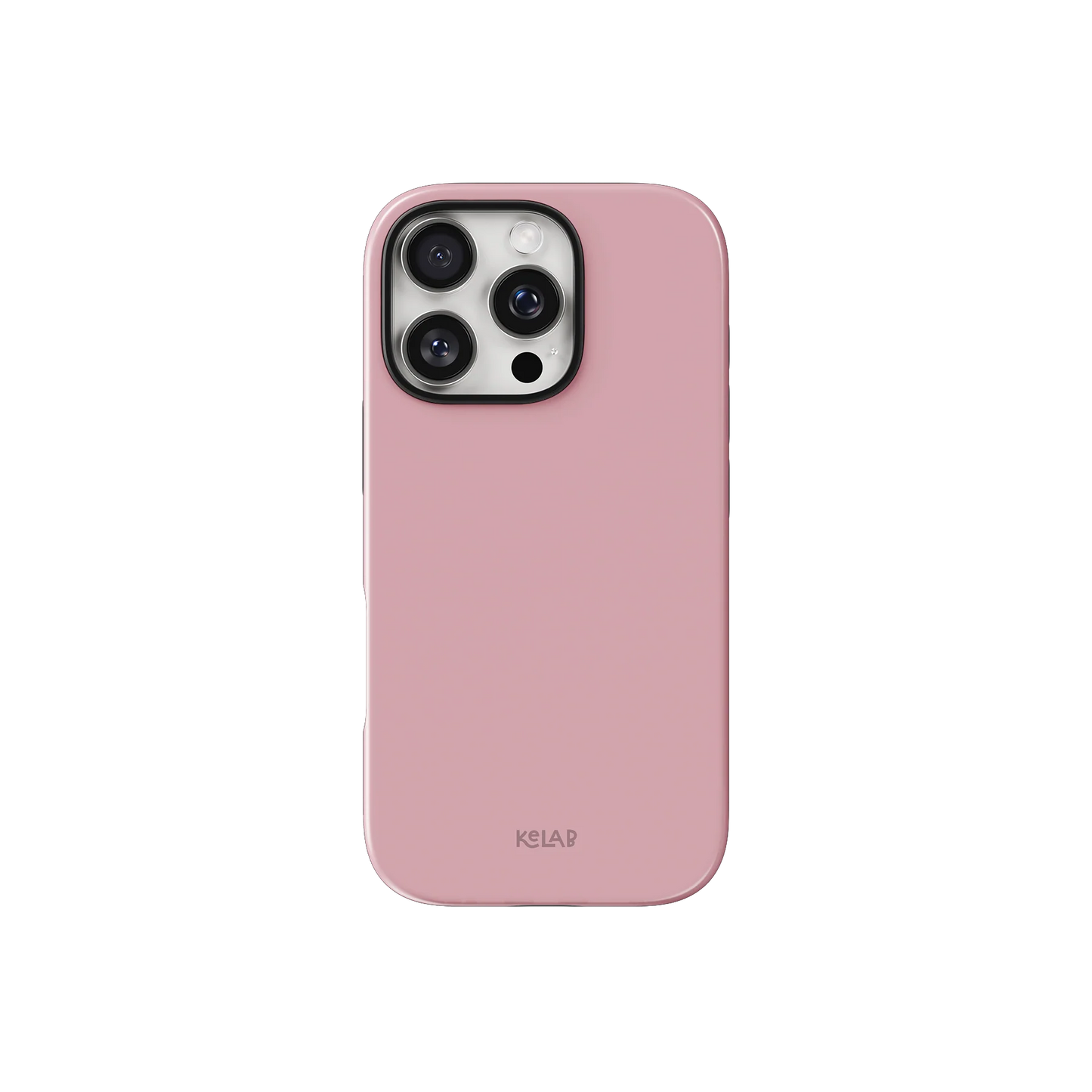 Solid pink phone case by KELAB with minimalist design, offering sleek protection for iPhone. Ideal for pastel and blush pink lovers.