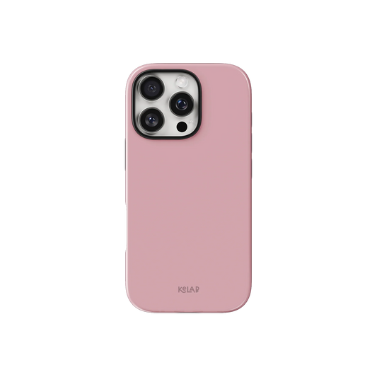 Solid pink phone case by KELAB with minimalist design, offering sleek protection for iPhone. Ideal for pastel and blush pink lovers.