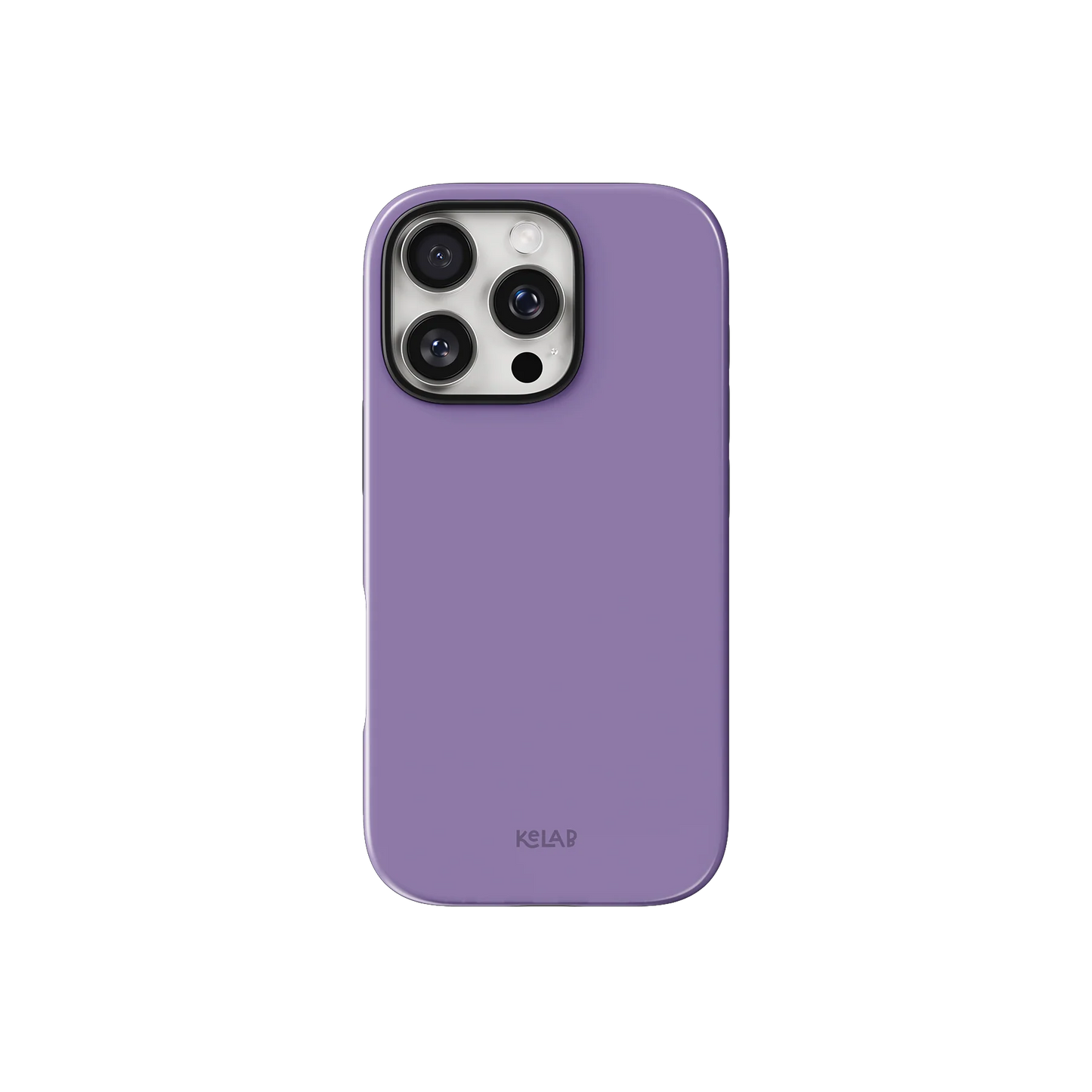 Purple Phone Case – Solid Color Minimalist Style by KELAB, featuring a glossy lavender finish and slim fit for iPhone models.