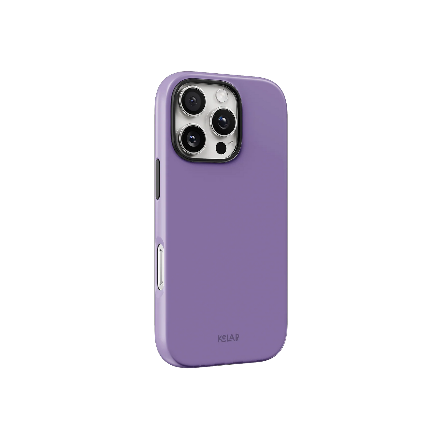 Lavender solid purple phone case with minimalist design and MagSafe compatibility, offering sleek side view and camera cutout.